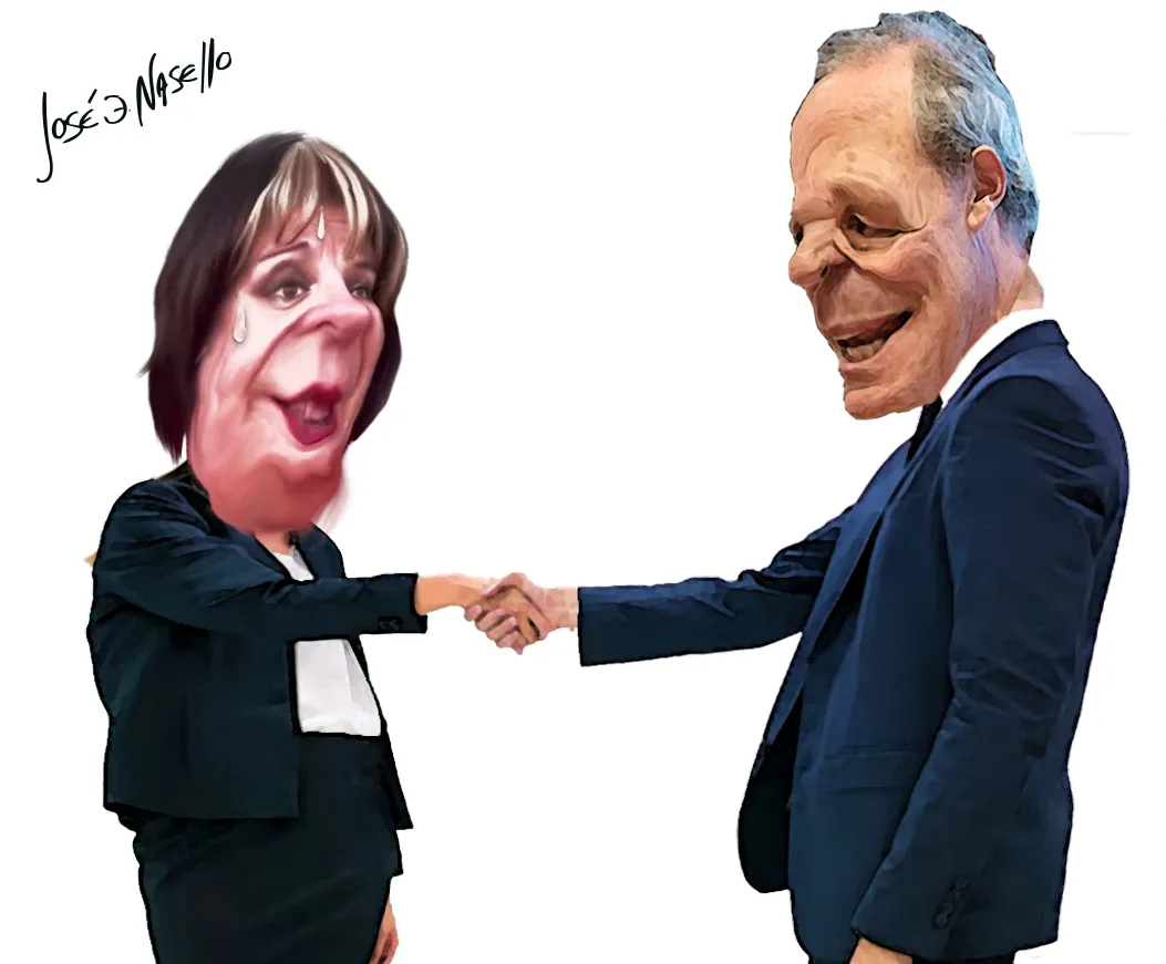 ilustra fernandez y de rivas estrechan las mano