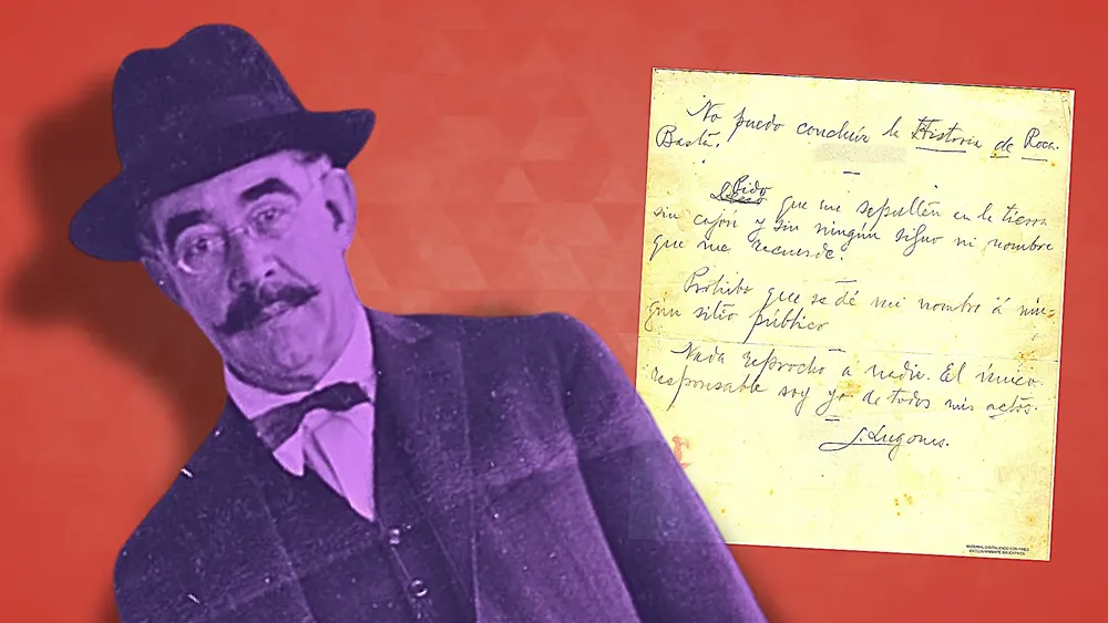 El Lugones último y su nota de suicidio, 88 años atrás.