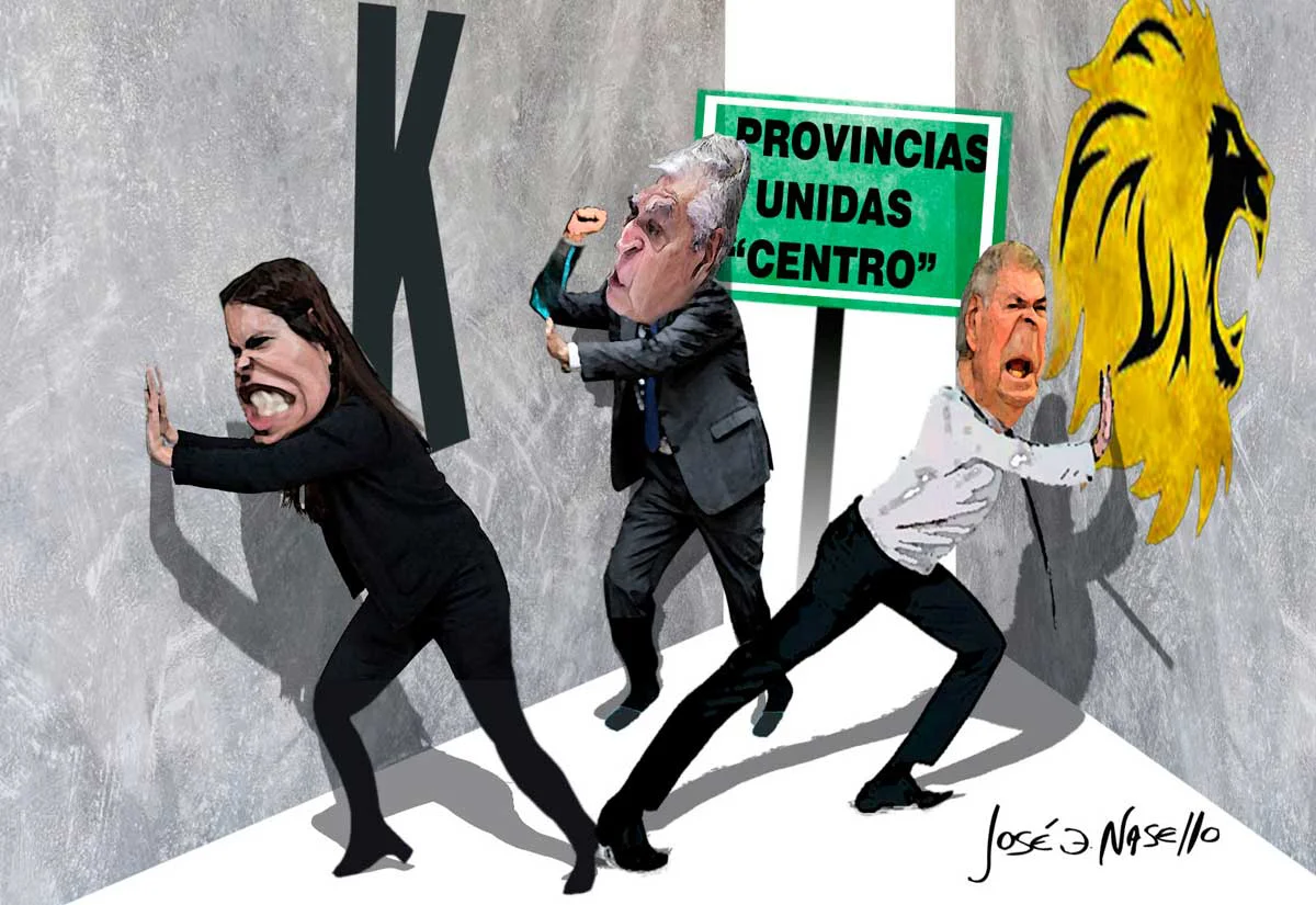 ilustra-basualdo-schiaretti-y-gutierrez-empujan-paredes-k-y-milei